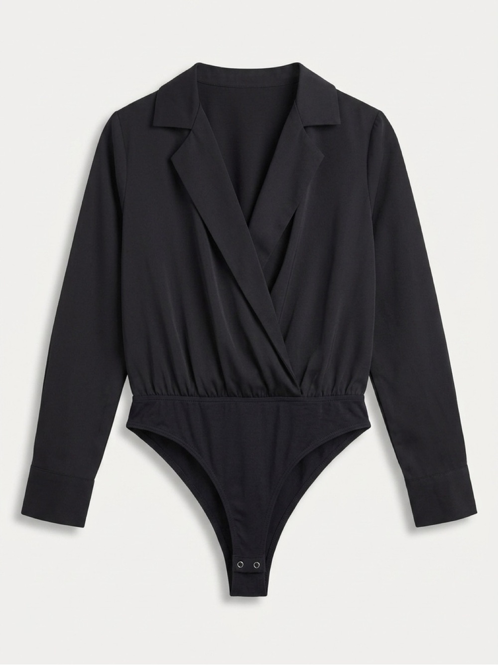 Forever 21 Black Long-Sleeve Wrap-Front Bodysuit